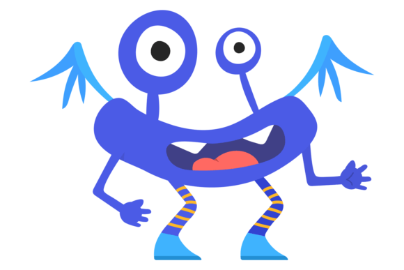 Blue Monster Character. Funny Creature. Graphics and Illustrations Review