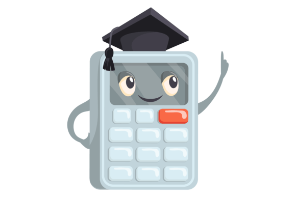 Calculator Cartoon Character. Funny Math