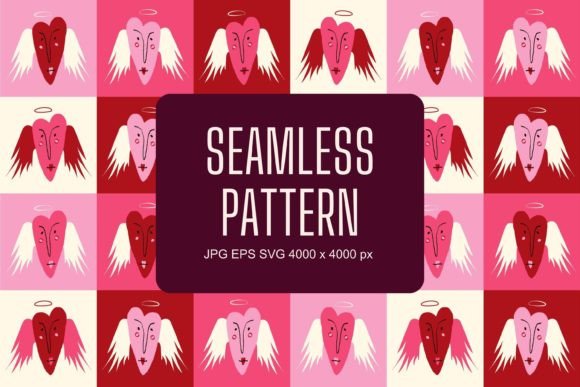 Comic Funny Angel Hearts Pattern: A Graphics Review for Patterns