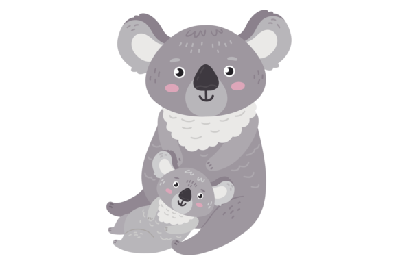 Cute Koala Baby Playing with Mother. Fun Graphics and Illustrations Review