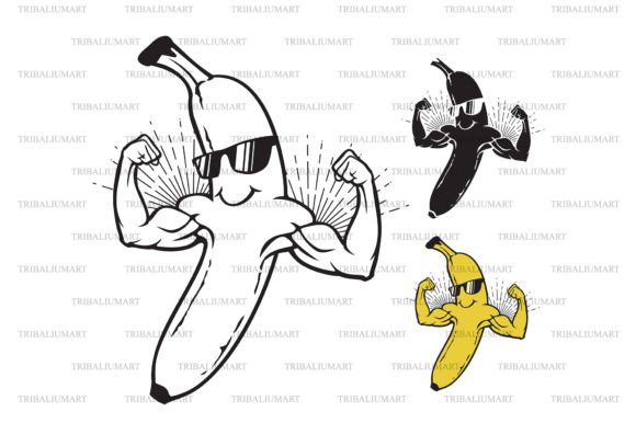 Funny Banana with Strong Arms Graphics and Illustrations Review