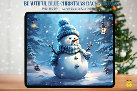 Funny Blue Snowman Xmas Background Graphics and Backgrounds Review