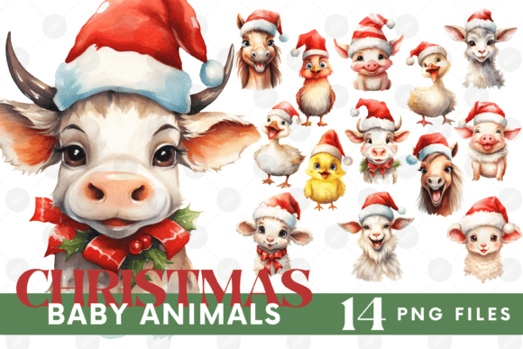 Funny Christmas Farm Animals Clipart PNG: A Review for Graphics and Illustrations Sellers