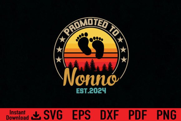 Funny Promoted to Nonno Est 2024 Gift Graphics and T-Shirt Designs