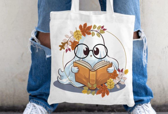 Ghost Books Png, Funny Ghost Book Nerd Graphics for T-Shirt Designs