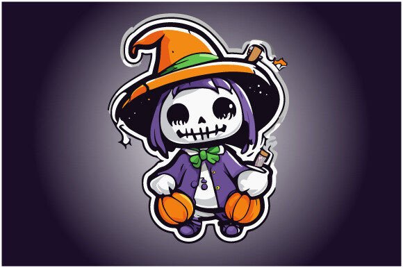 Happy Halloween Sticker Vector Design for Graphics & Print Templates