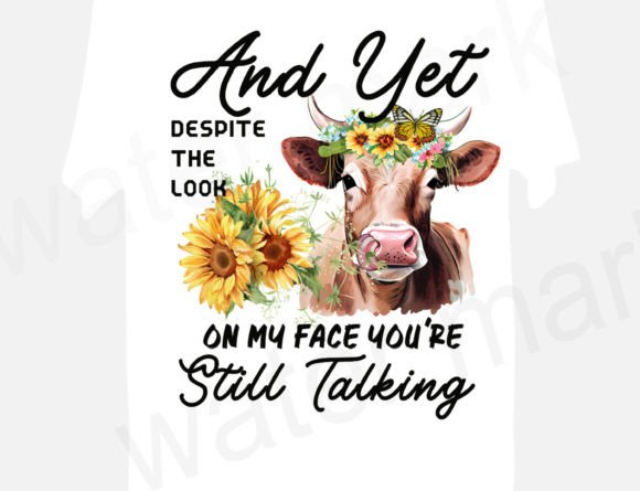 Look on My Face Funny Cow Png, Love Cows Graphics for T-Shirt Designs