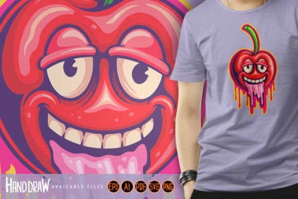 Playful Side Funny Cherry Melting Graphics & Illustrations