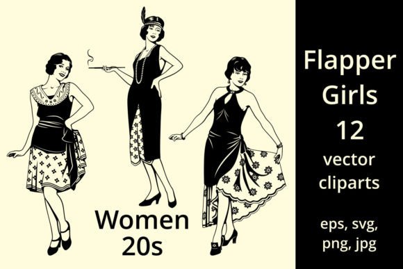 Women of 20s Set: Vintage Graphics and Illustrations for Branding